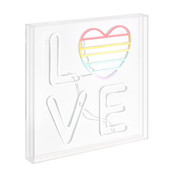 LOVE Square Contemporary Glam Acrylic Box USB Operated LED Neon Light - JONATHAN Y
